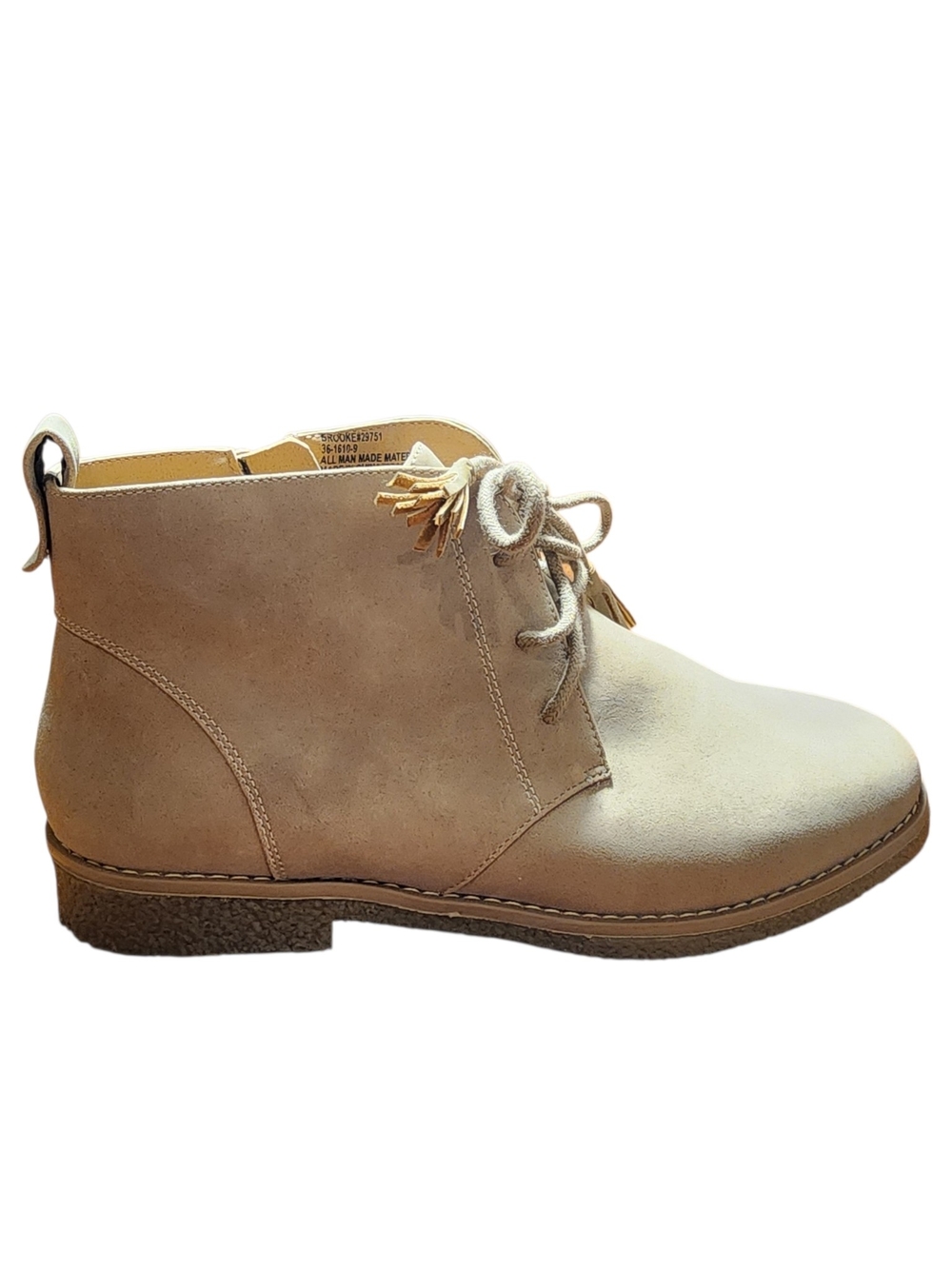Comfortview Brooke Chukka Boots Women 8M Beige Suede Tassel Desert Bootie Coquet